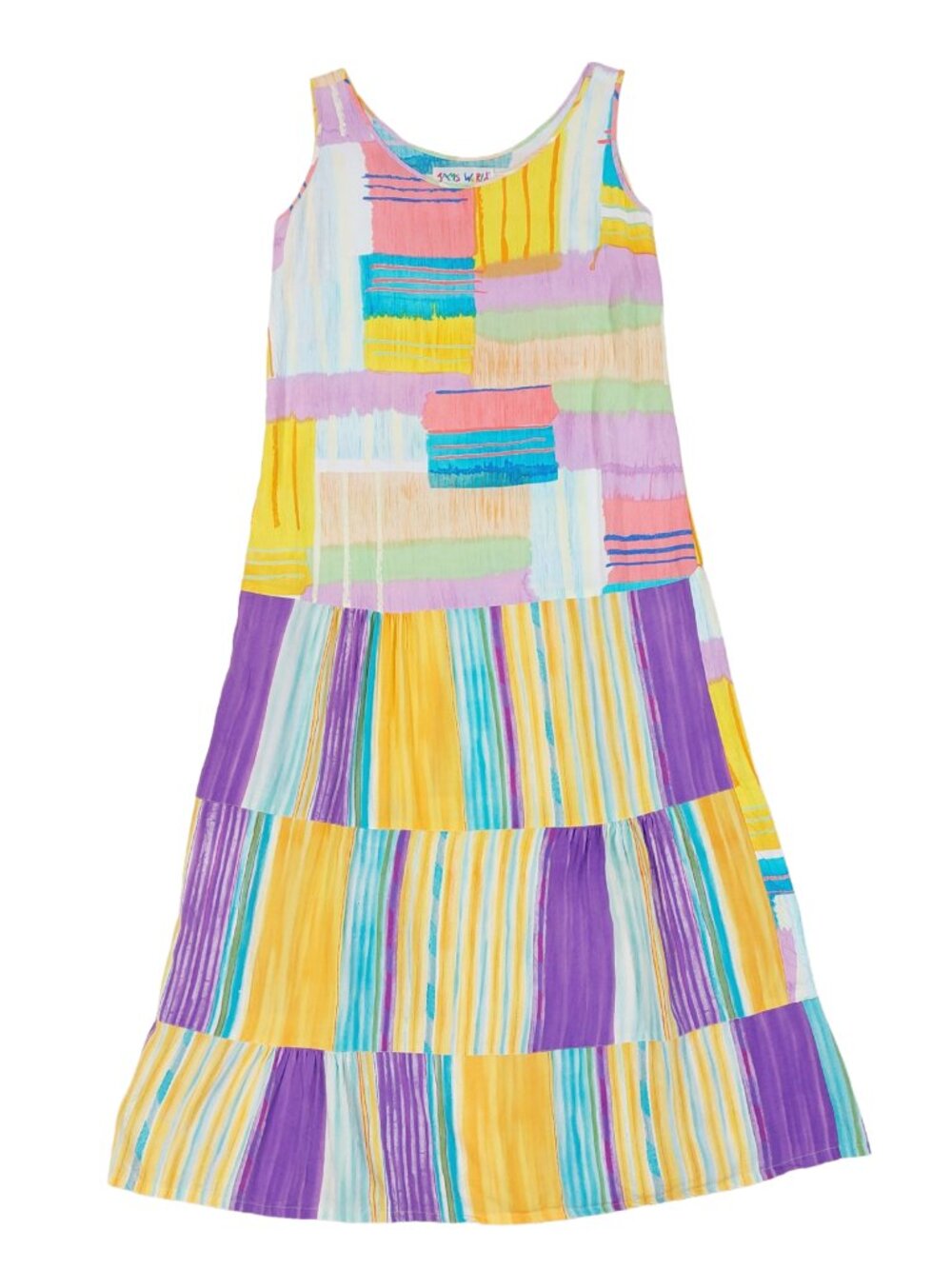 Vintage Jams World Tank Dress Womens Small, Colorful Brushstroke Print Hawaiian